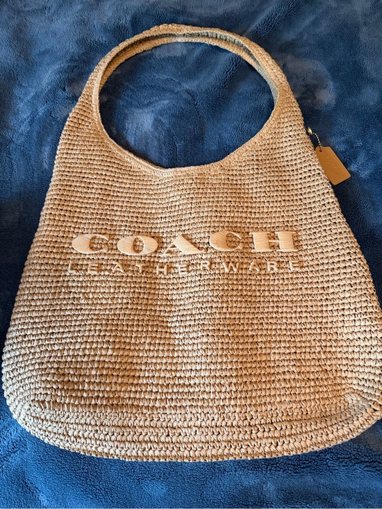 Coach Handbags - Coach Straw Woven Hobo Bag in Natural Beige